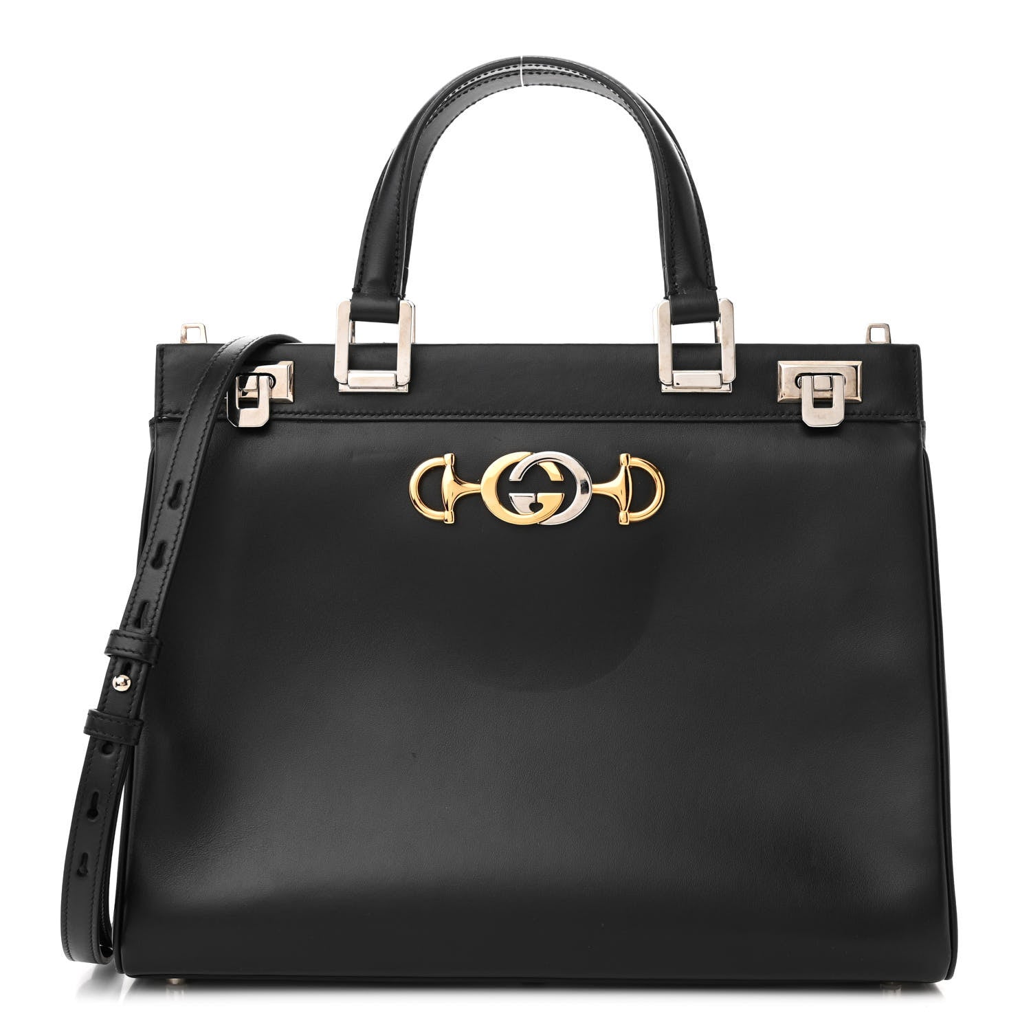 Gucci Smooth Calfskin Medium Zumi Top Handle Bag Black 1 of 11