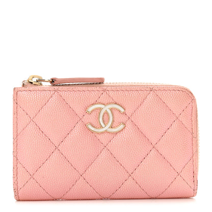 Chanel Iridescent Caviar Quilted Zipped Key Holder Case Rose Pink 1 of 12