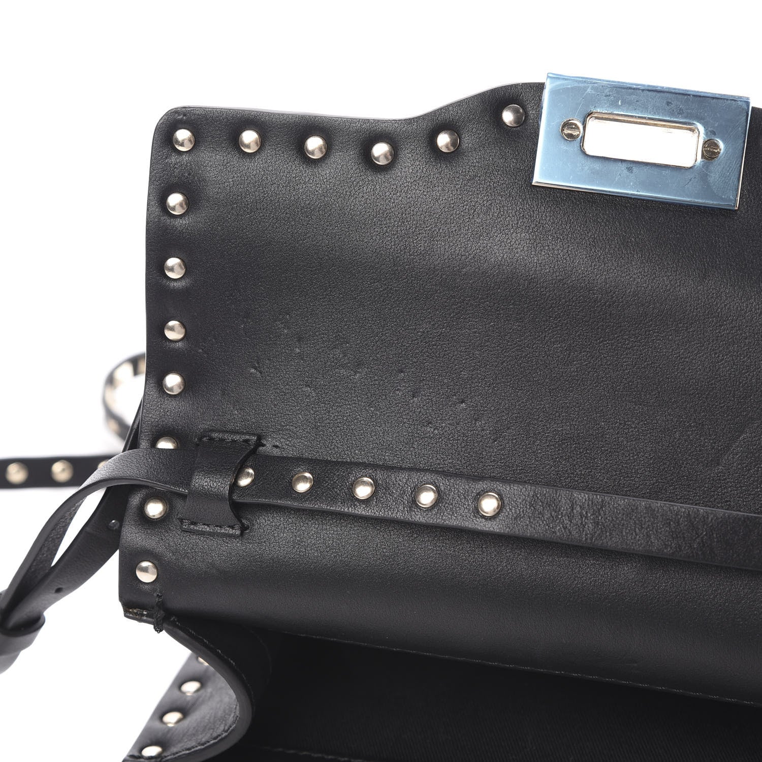 Valentino Garavani Vitello Polka Dot Medium Rockstud Flip Lock Crossbody Bag Black Light Ivory 11 of 14