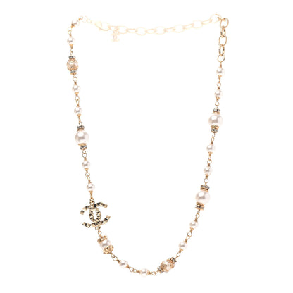 Chanel Crystal Pearl CC Short Necklace Gold 2 of 4