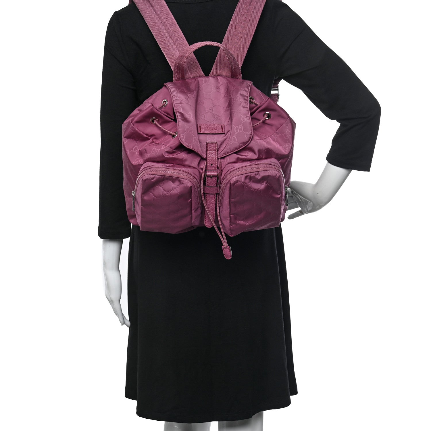 Gucci Nylon Monogram Small Single Buckle Backpack Pink 2 of 10