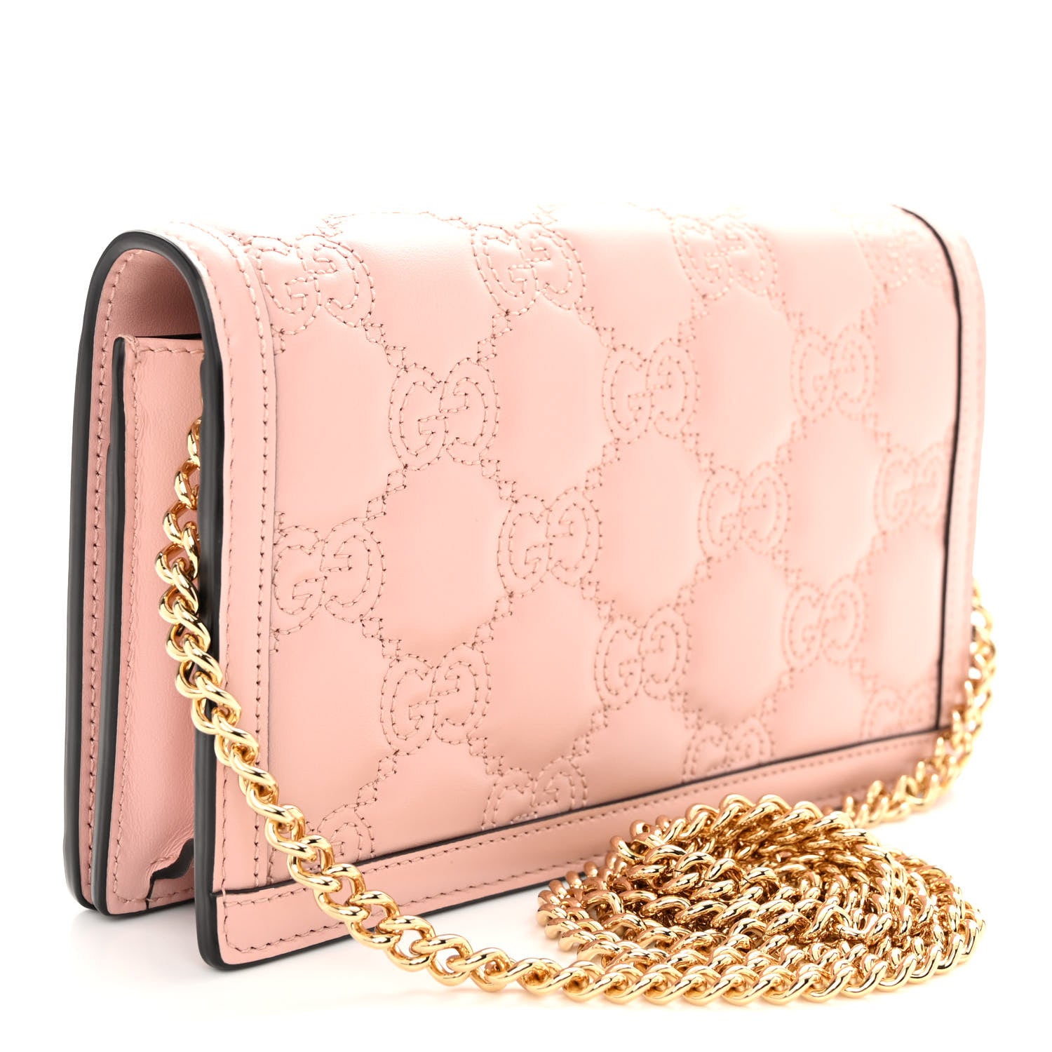 Gucci Calfskin GG Matelasse Chain Wallet Perfect Pink 3 of 9