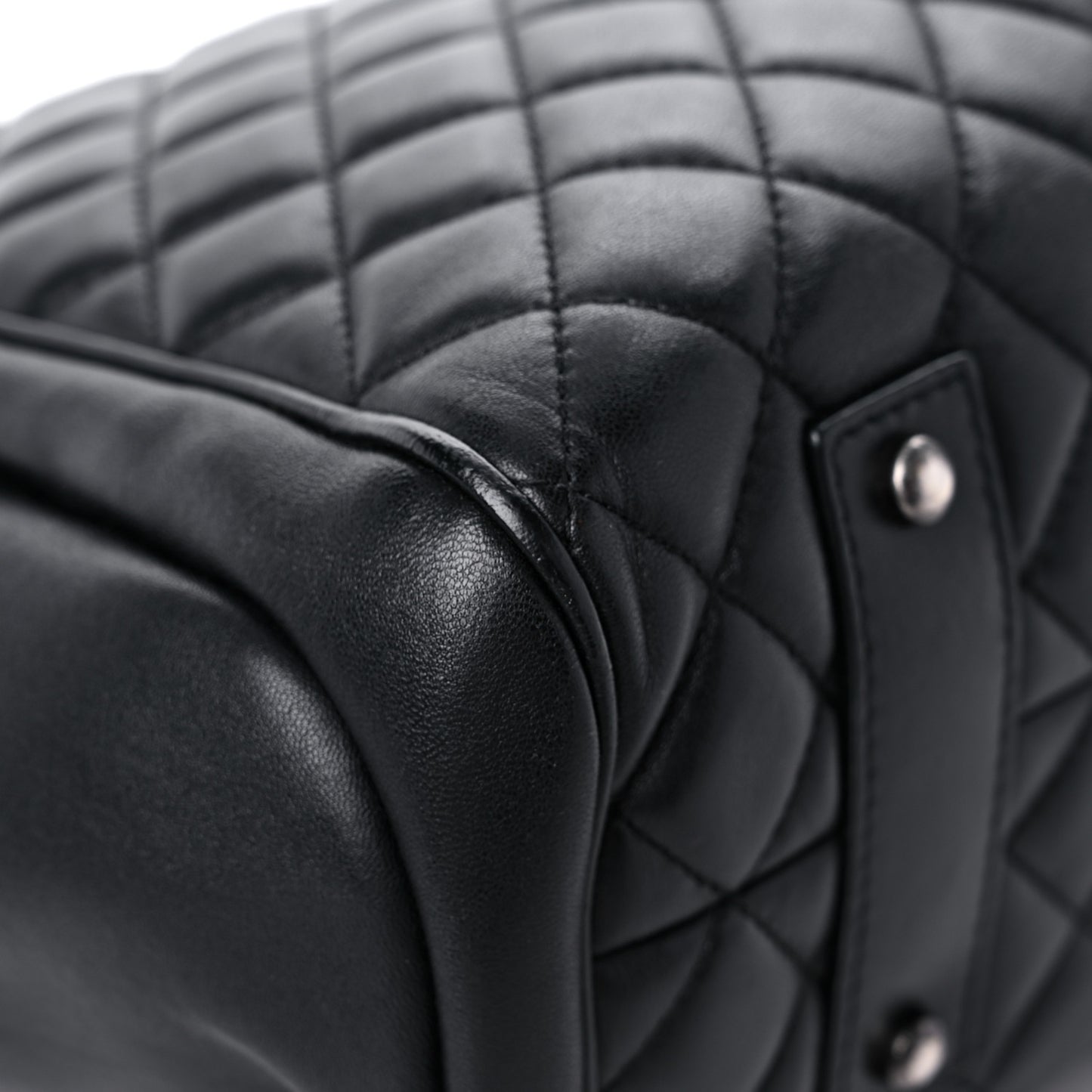 Lambskin Quilted Shopping Tote Black
