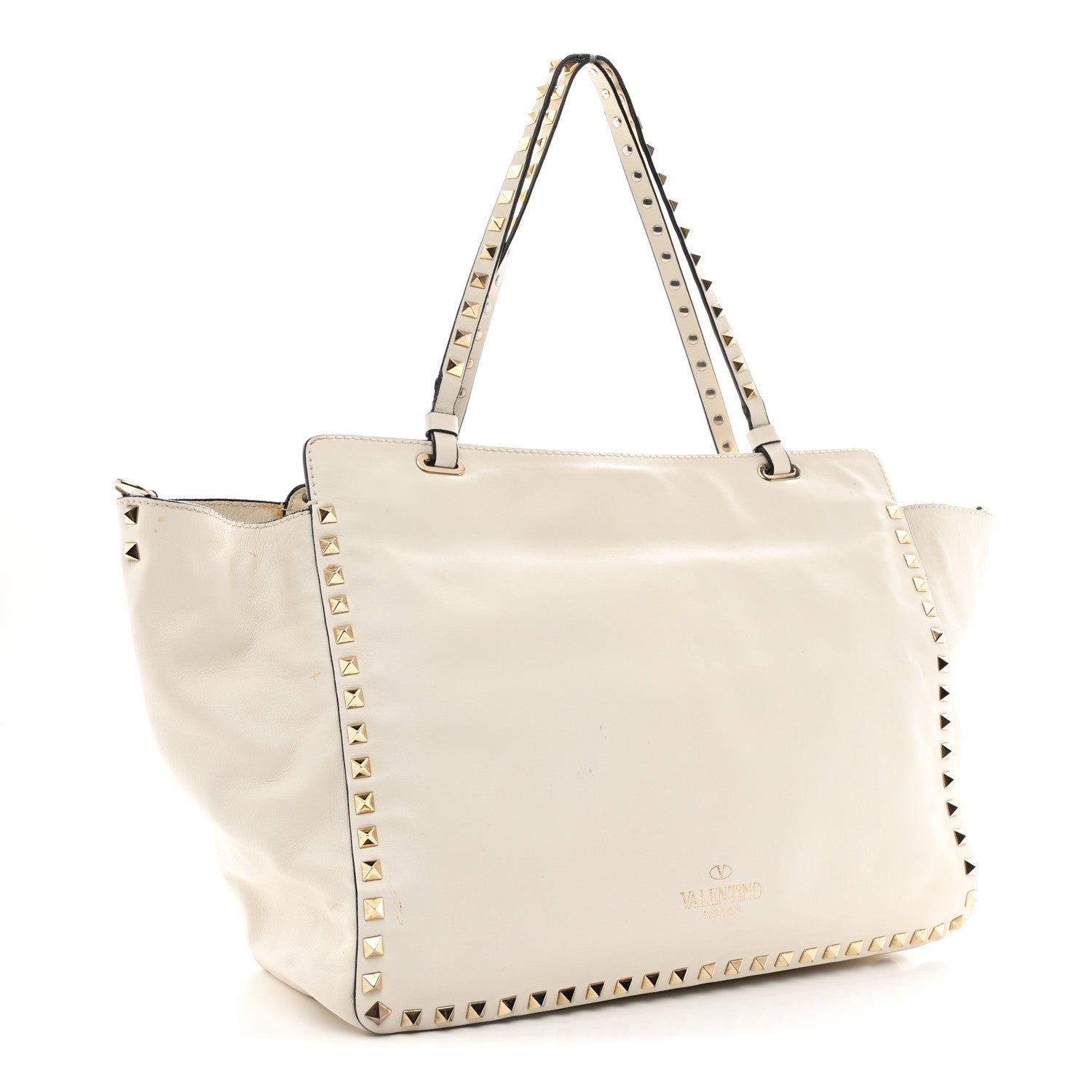 Valentino Garavani Vitello Medium Rockstud All Over Tote White 3 of 9