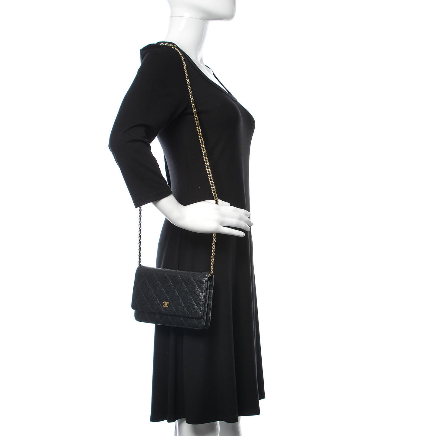 Caviar Quilted Wallet On Chain WOC Black