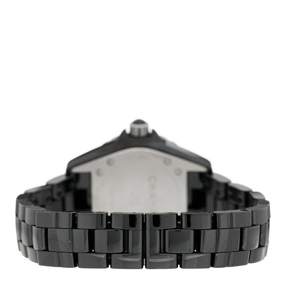 Chanel Stainless Steel Ceramic Diamond 33mm J12 Quartz Watch Black 3 of 4