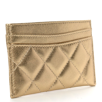 Chanel Metallic Lambskin Quilted CC Card Holder Gold 3 of 9
