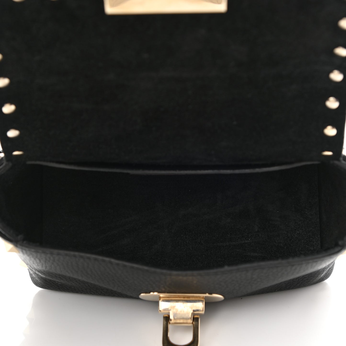 Pebbled Calfskin Mini Rockstud Crossbody Bag Black