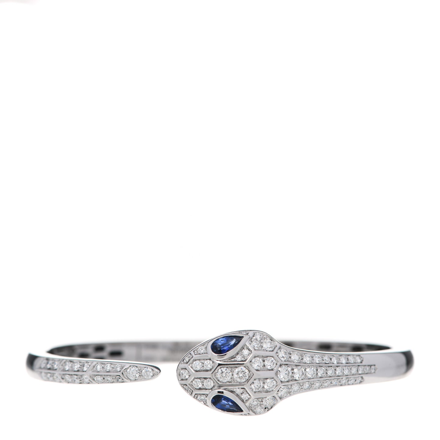 18K White Gold Diamond Blue Sapphire Serpent Bracelet S