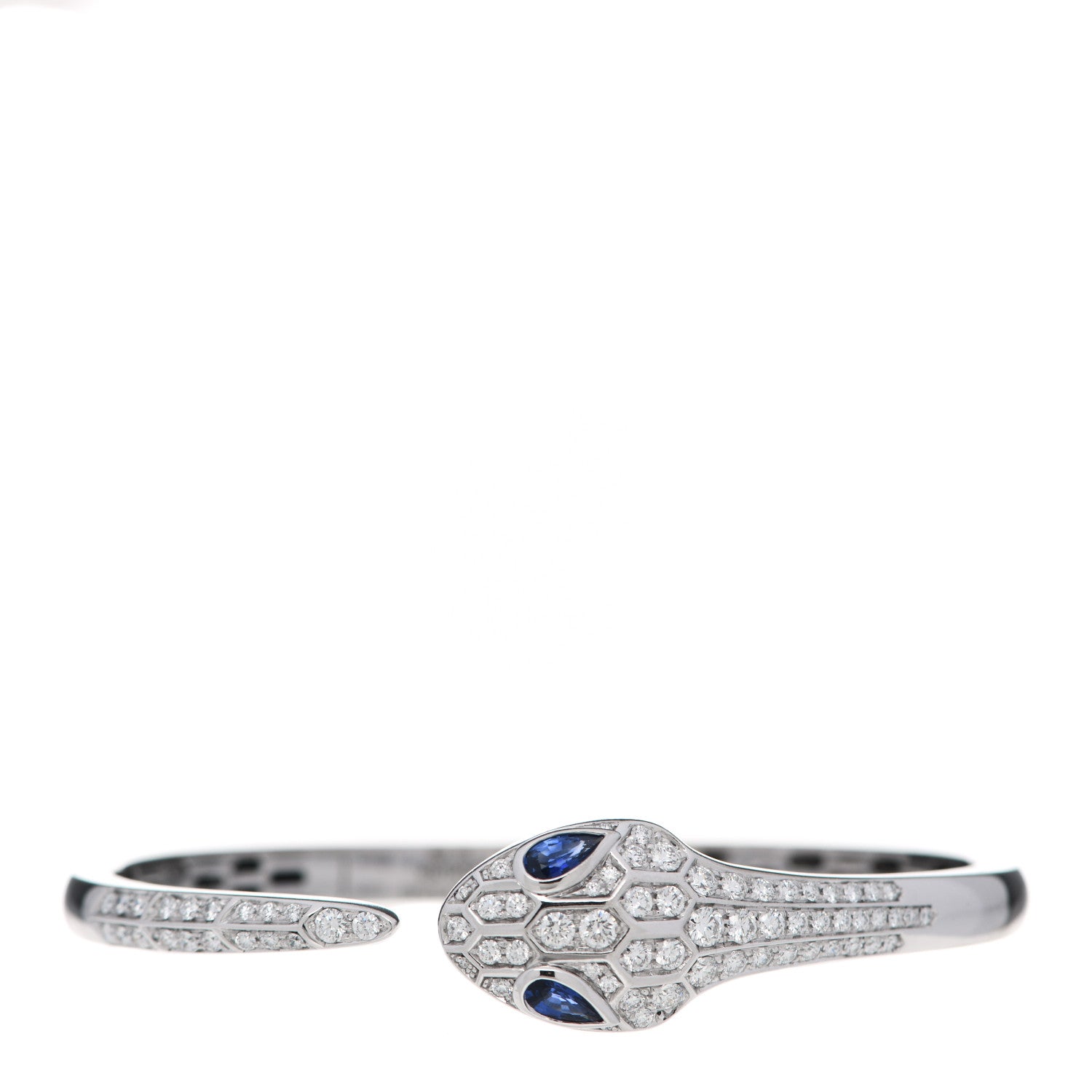Bulgari 18K White Gold Diamond Blue Sapphire Serpent Bracelet S 2 of 10