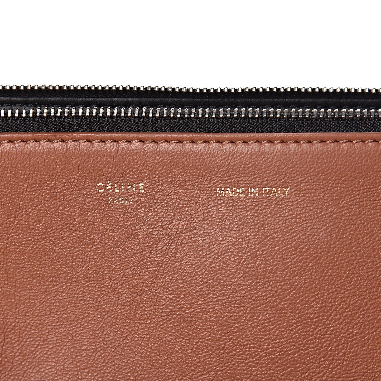 Calfskin Suede Tri-Color Double Zip Trapeze Peach