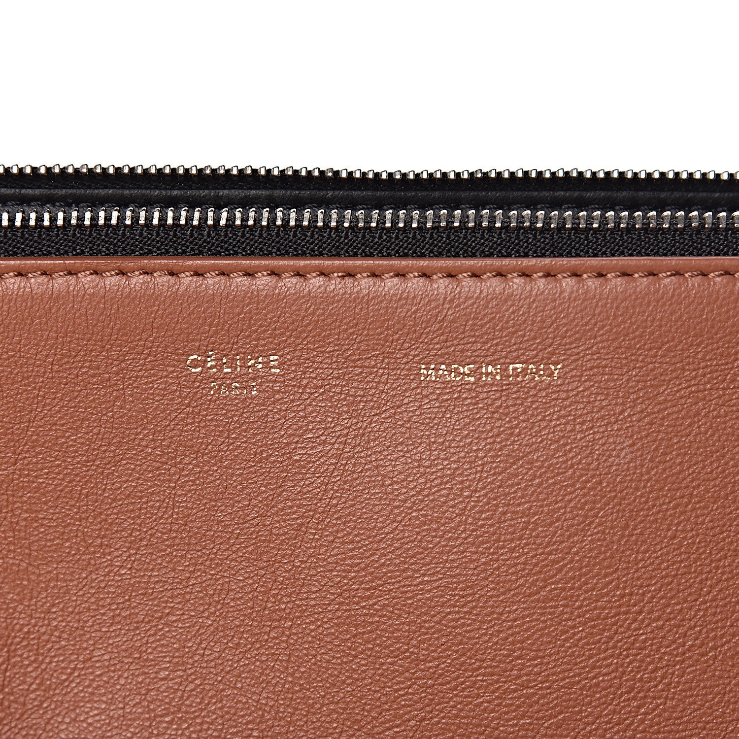 Celine Calfskin Suede Tri-Color Double Zip Trapeze Peach 6 of 12