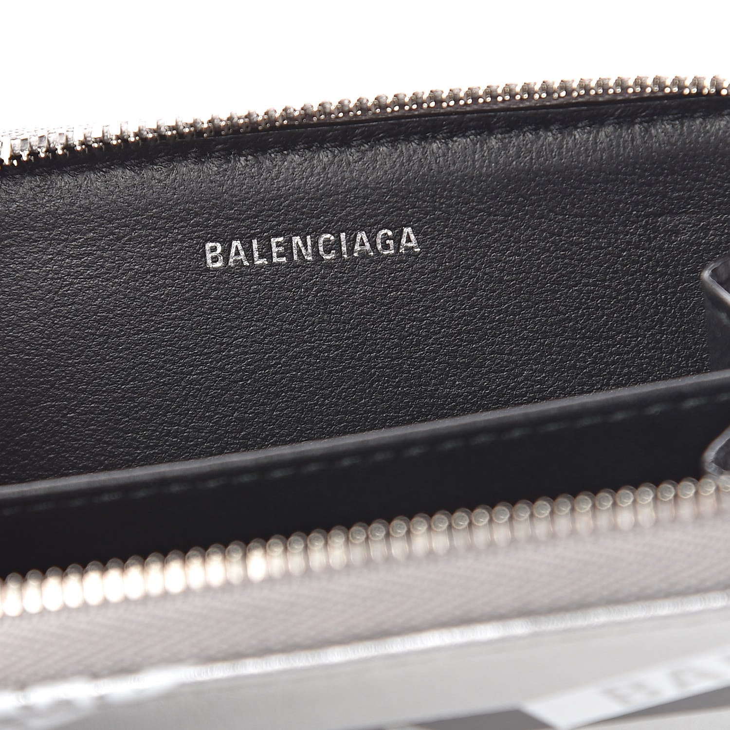 Balenciaga Metallic Calfskin Losange Monogram Everyday Zip Around Card Case Silver Black White 6 of 8