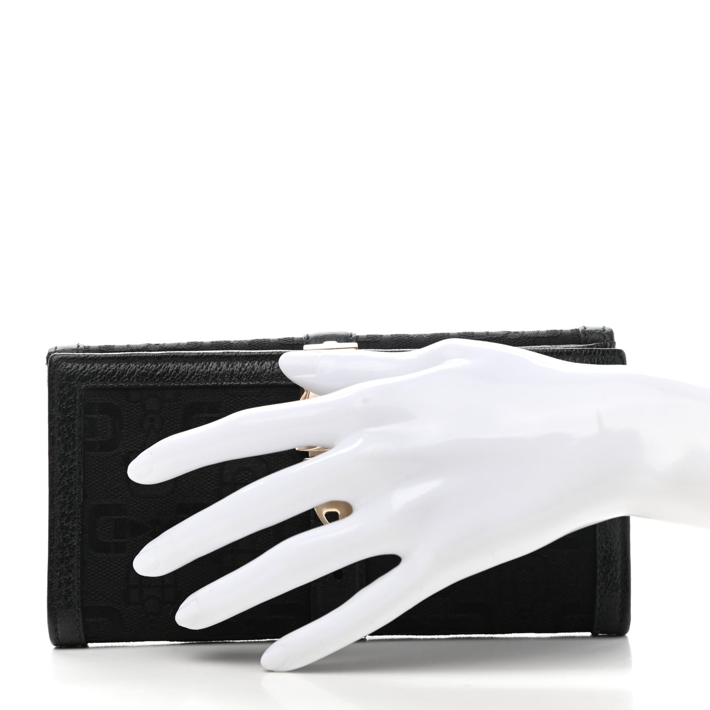 Horsebit Canvas Buckle Continental Wallet Black