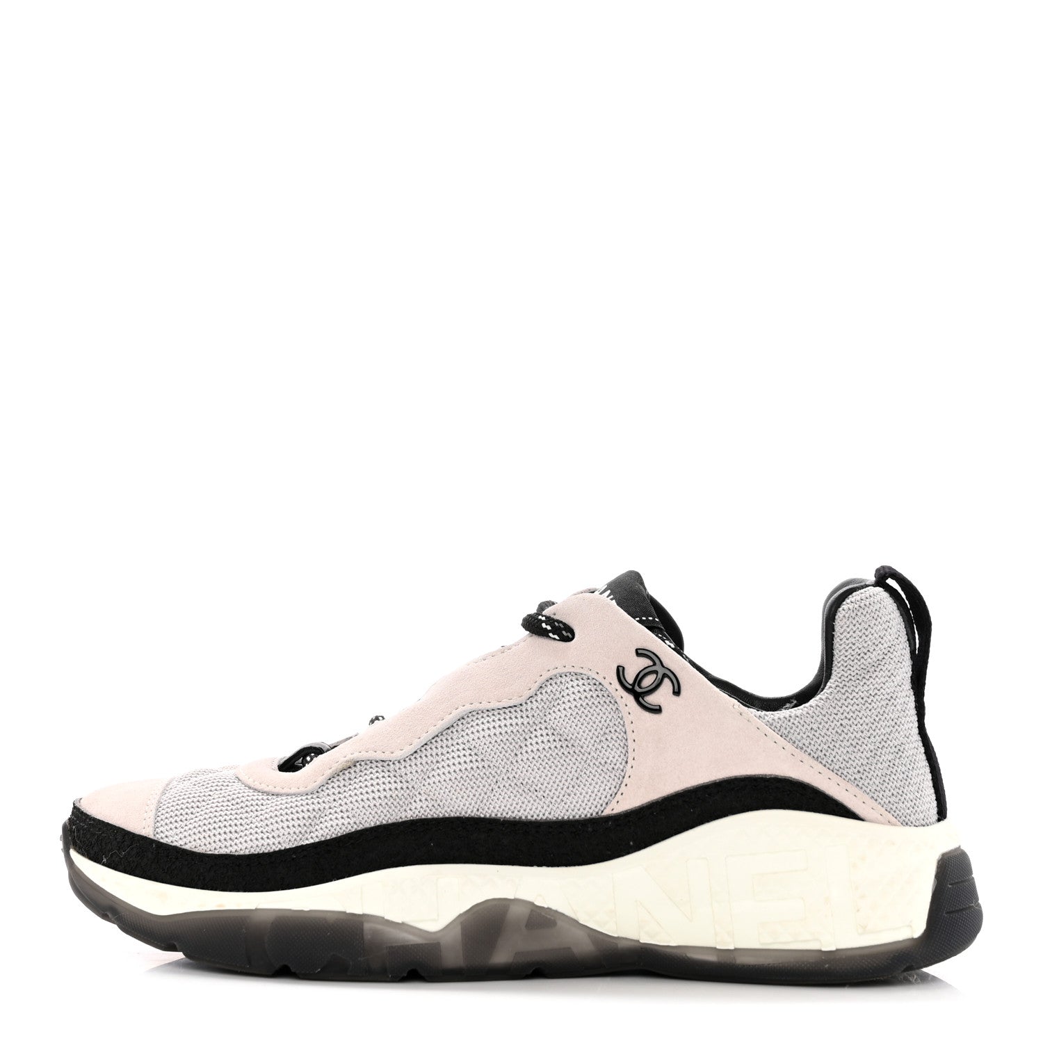 Chanel Mesh Suede Calfskin Quilted Sneakers 37.5 Light Pink Beige 1 of 16