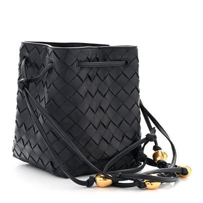 Bottega Veneta Nappa Intrecciato Small Drawstring Bucket Bag Navy 3 of 9