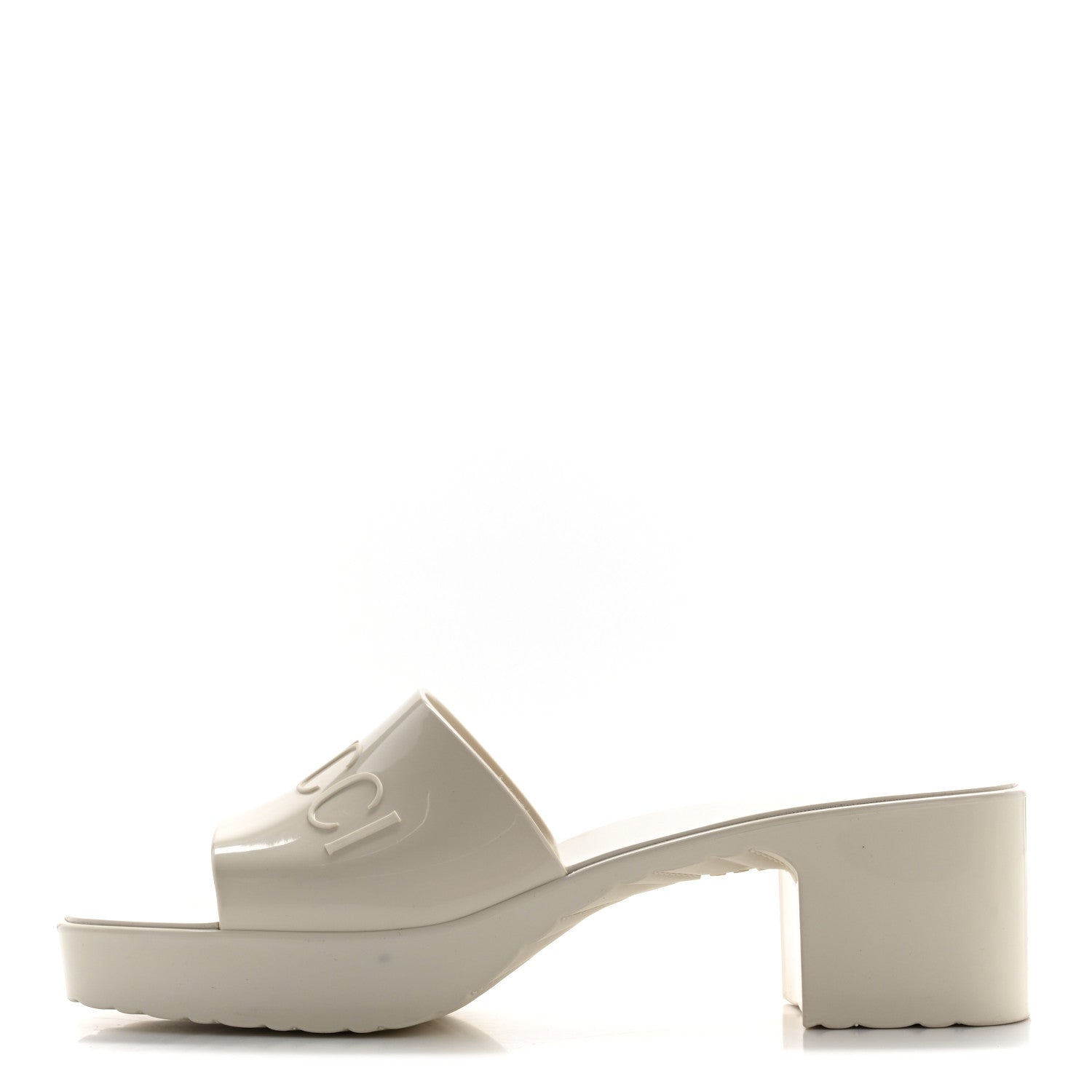 Gucci Rubber Gucci Logo Womens Platform 20/60mm Slide Sandals 38 Mystic White 1 of 9
