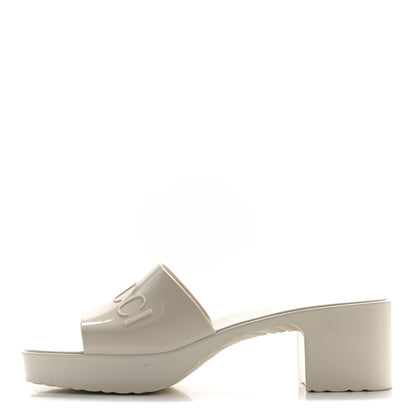 Gucci Rubber Gucci Logo Womens Platform 20/60mm Slide Sandals 38 Mystic White 1 of 9