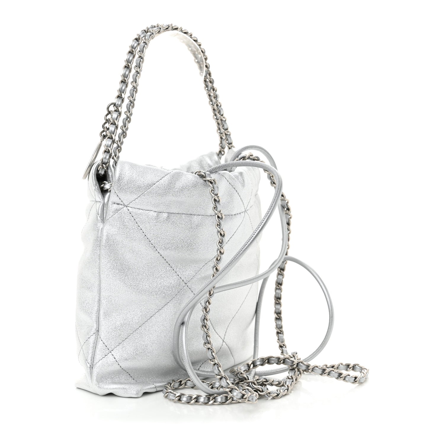 Metallic Lambskin Quilted Mini Chanel 22 Silvery