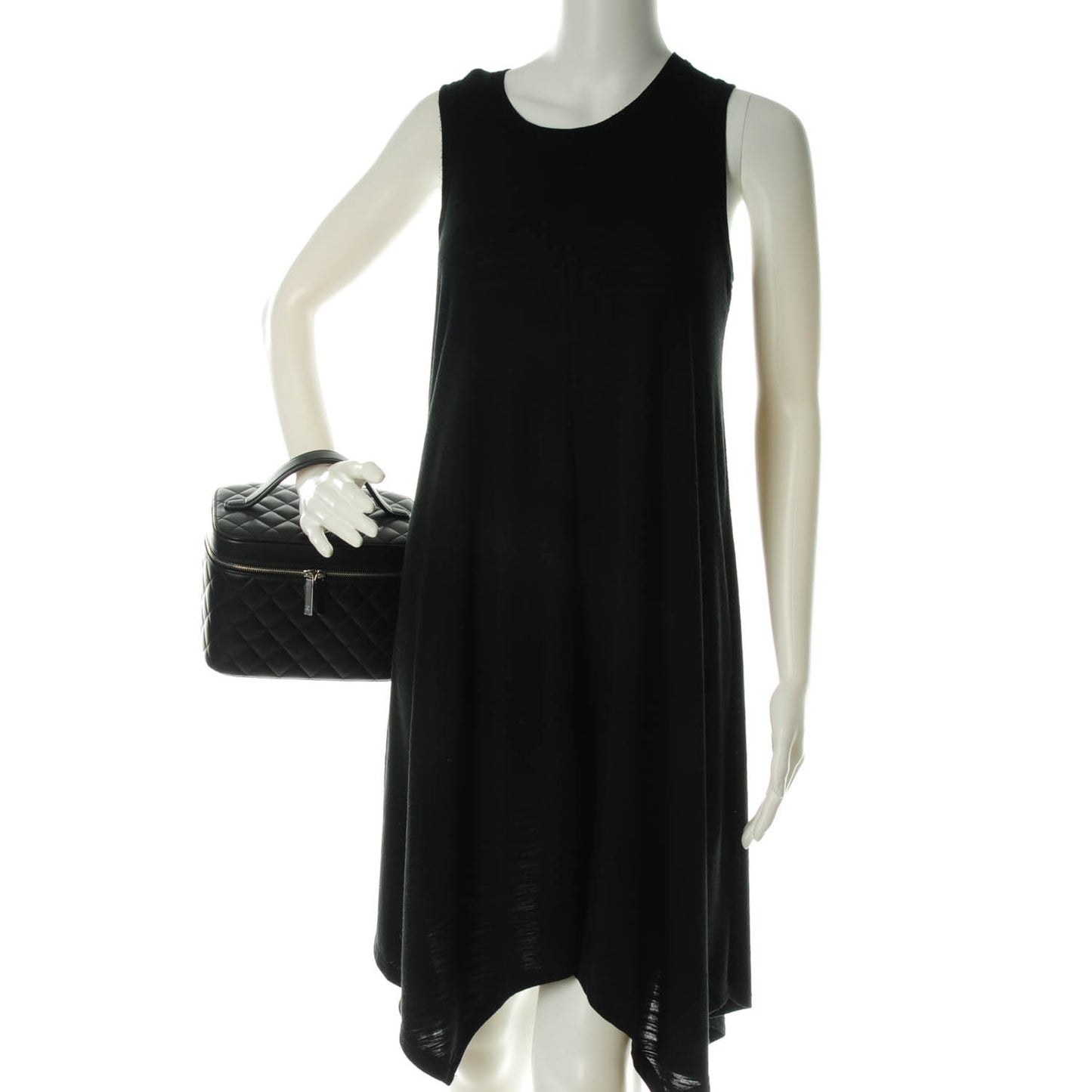 Lambskin Quilted Large Vanity Pouch Black