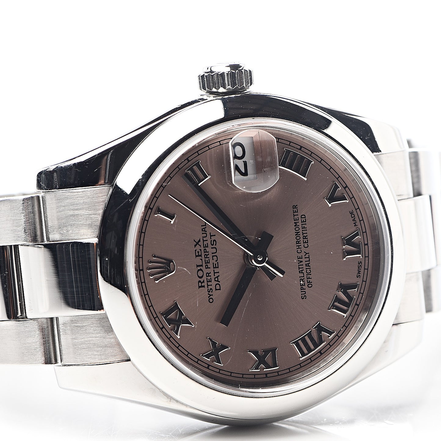 Stainless Steel 31mm Oyster Perpetual Datejust Watch Pink Roman 178240