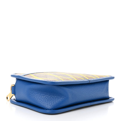 Gucci GG Supreme Monogram Mix Textured Dollar Calfskin Rhombus Inlay Crossbody Bag Beige Ebony Harvest Joy Blue 4 of 10