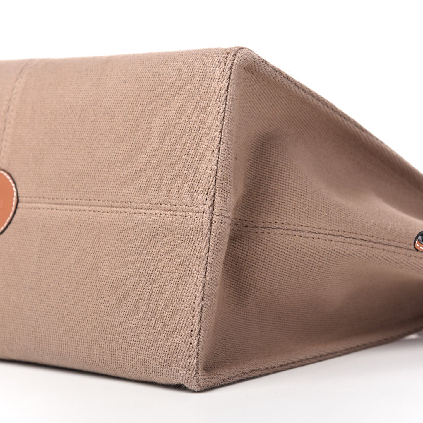 Canvas Calfskin Cushion Tote Taupe