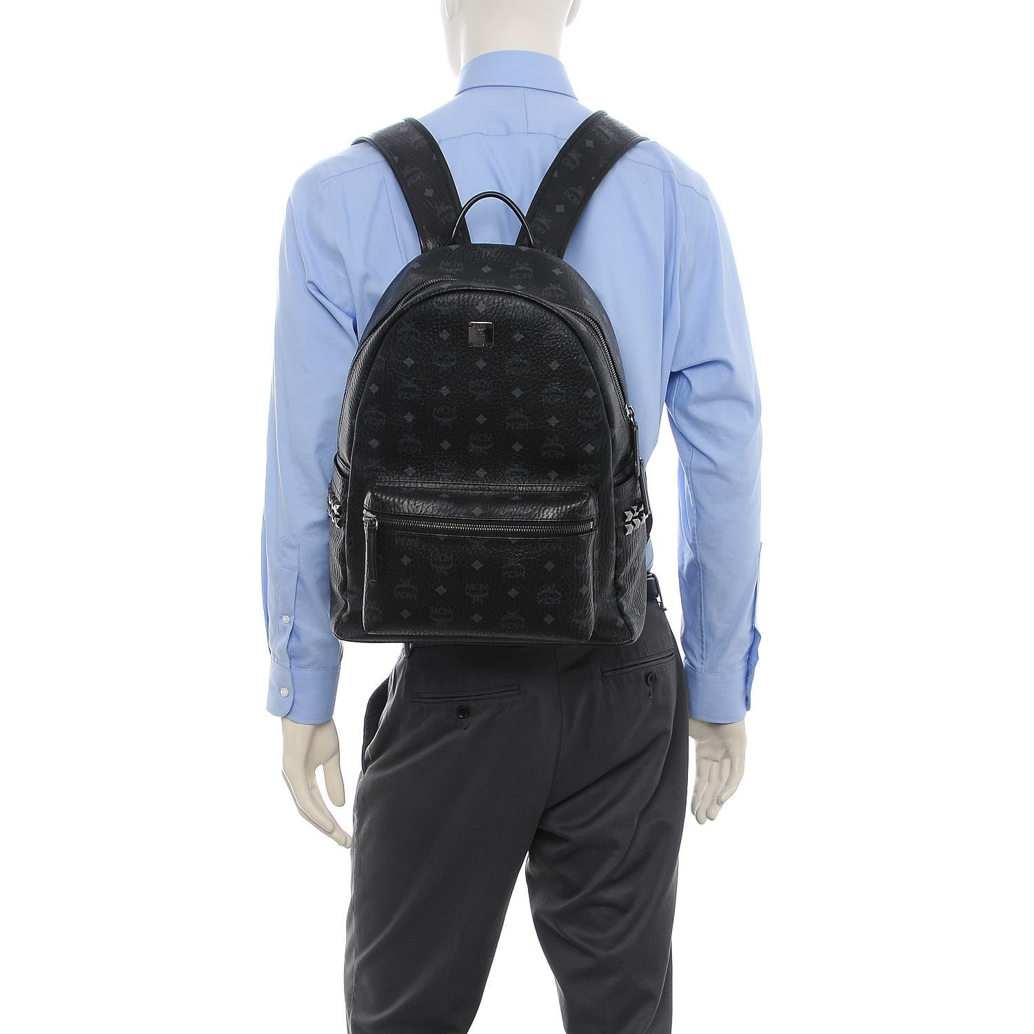 MCM Visetos Medium Side Studs Stark Backpack Black 2 of 15