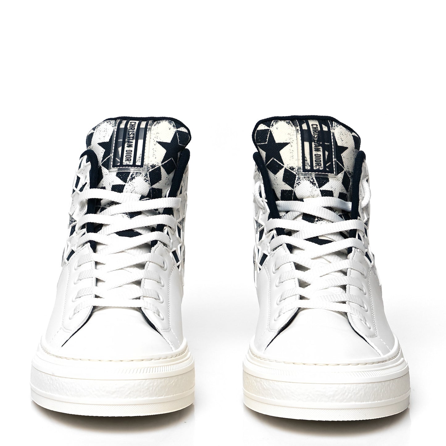 Canvas Embroidered Womens Walk'n' Dior Star High Top Sneakers 42 White Navy