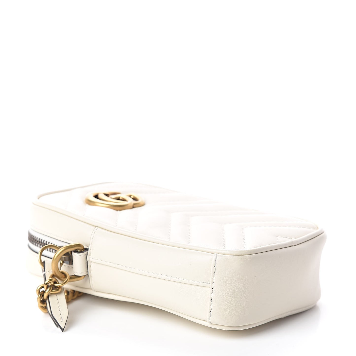 Calfskin Matelasse Mini GG Marmont Crossbody Bag White