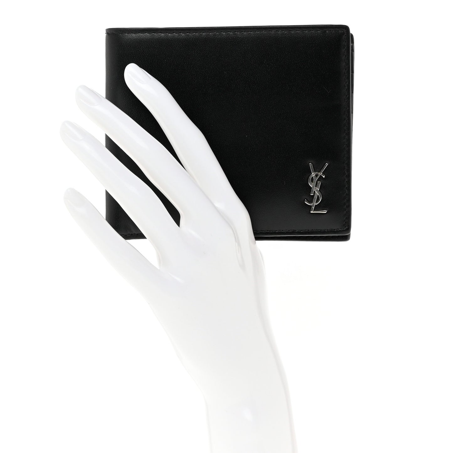 Matte Calfskin Tiny Cassandre East West Wallet Black