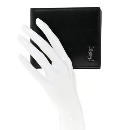 Saint Laurent Matte Calfskin Tiny Cassandre East West Wallet Black 2 of 7