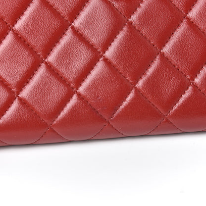 Chanel Lambskin Quilted Large Gusset Zip Around Wallet Red 5 of 10