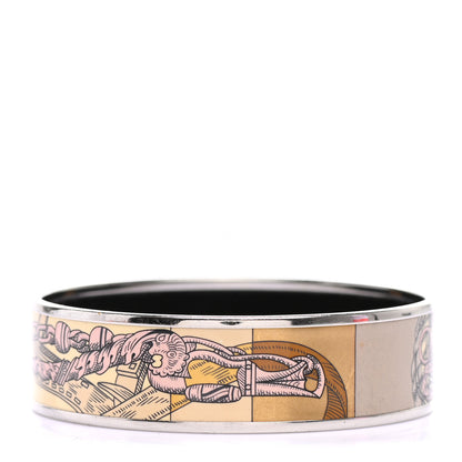 Hermes Enamel Printed Della Cavalleria Wide Bracelet 70 Gold 1 of 6