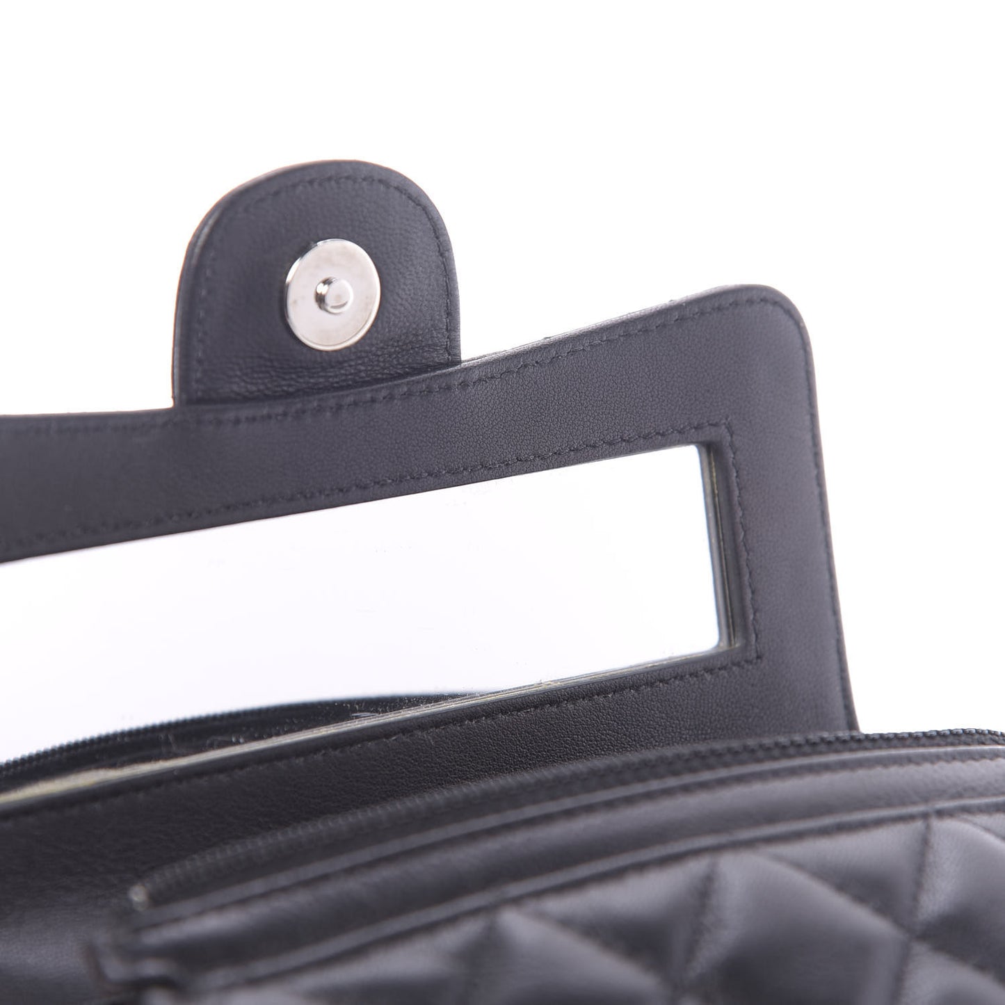 Lambskin Quilted Flap Cosmetic Case Black