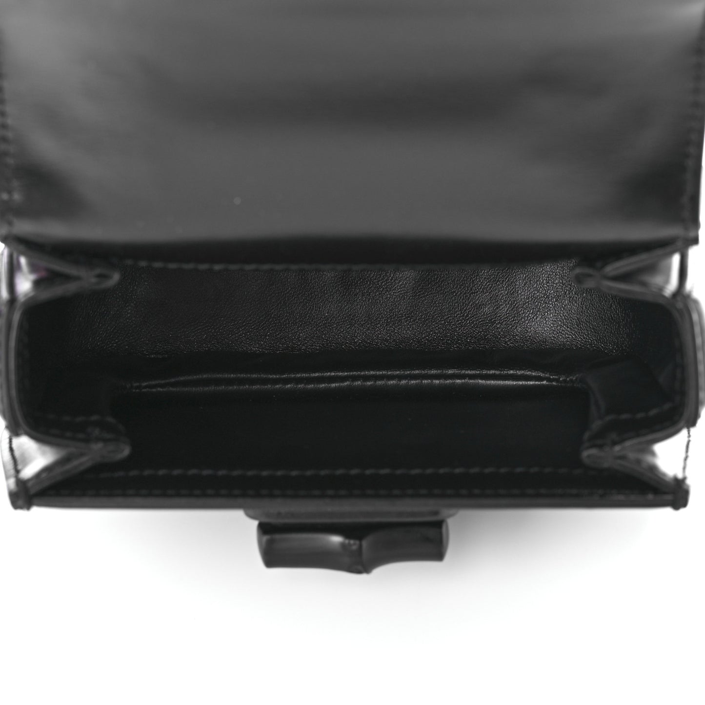 Boarded Dyana Lux Calfskin Web Monochrome Mini Bamboo 1947 Top Handle Bag Black