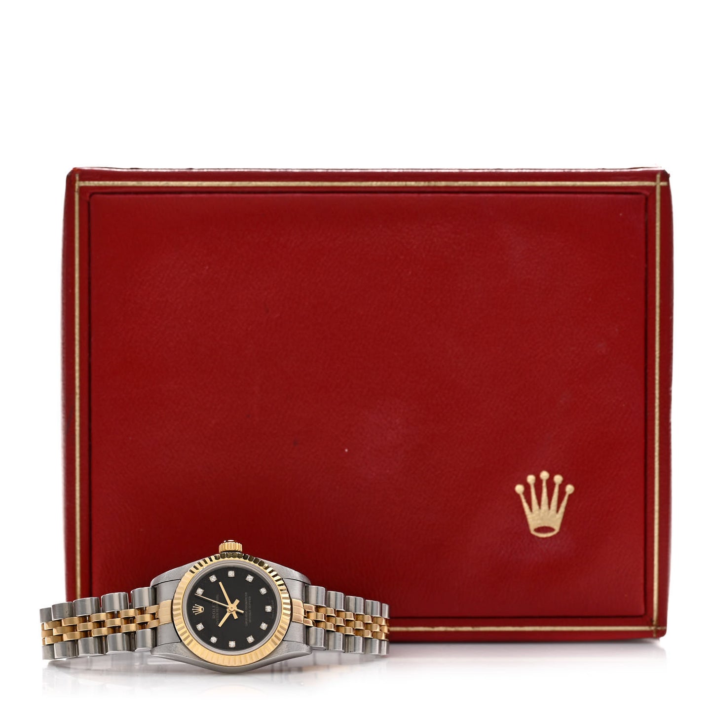 Stainless Steel 18K Yellow Gold Diamond 26mm Oyster Perpetual Datejust Watch Black 76193