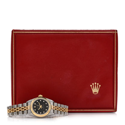Rolex Stainless Steel 18K Yellow Gold Diamond 26mm Oyster Perpetual Datejust Watch Black 76193 5 of 5