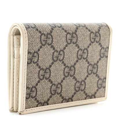 Gucci GG Supreme Monogram Azalea Calfskin Horsebit 1955 Card Case Wallet Beige Ebony Mystic White 3 of 11