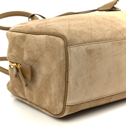 Chanel Suede Calfskin Large Perfect Bowling Bag Dark Beige 14 of 18
