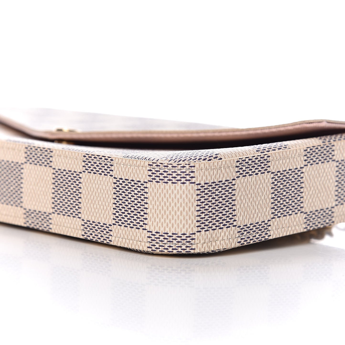 Damier Azur Pochette Felicie Chain Wallet Rose Ballerine
