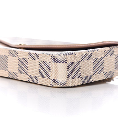 Louis Vuitton Damier Azur Pochette Felicie Chain Wallet Rose Ballerine 12 of 14