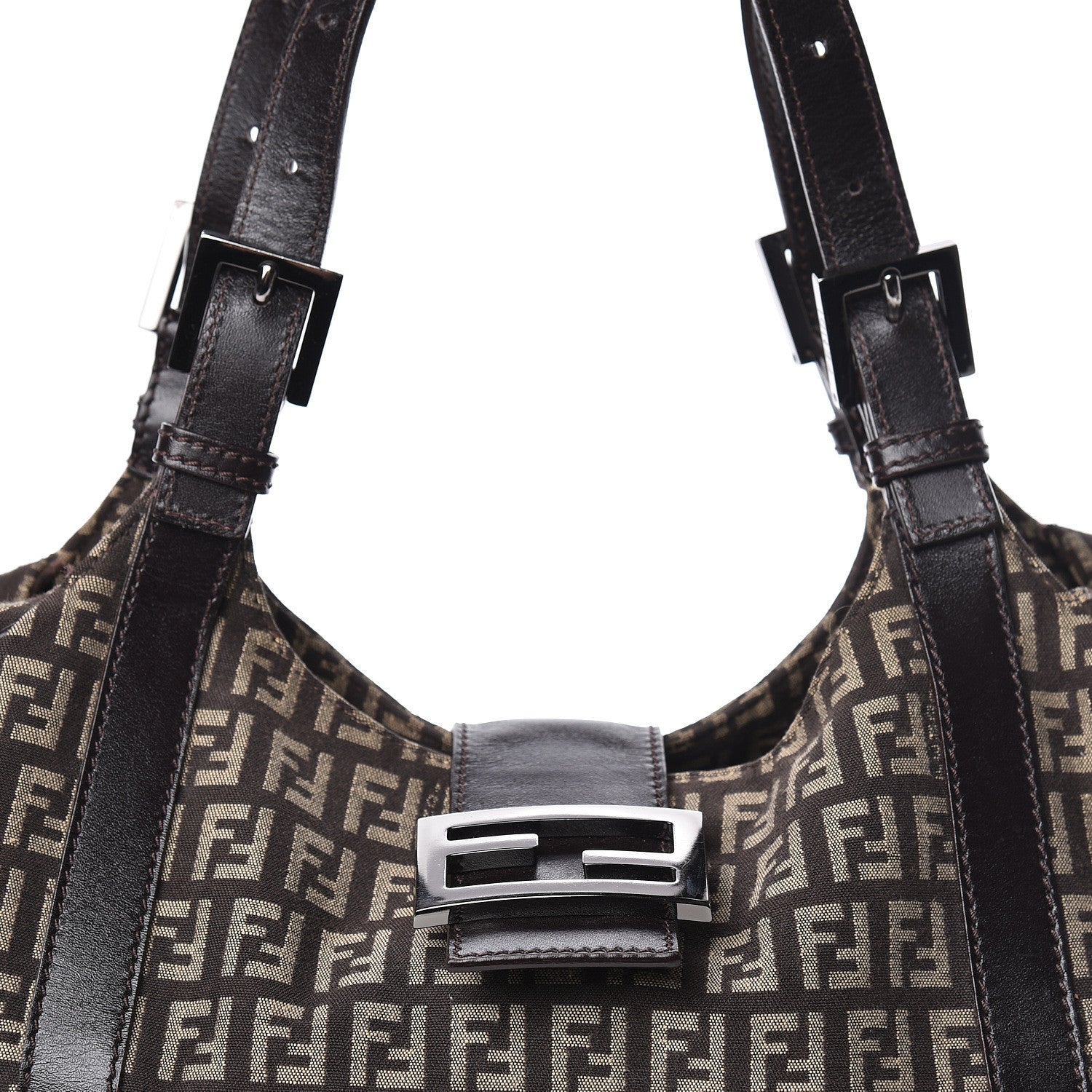 Fendi Zucchino Vitello Shoulder Bag Testa di Moro Beige 15 of 19