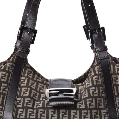 Fendi Zucchino Vitello Shoulder Bag Testa di Moro Beige 15 of 19