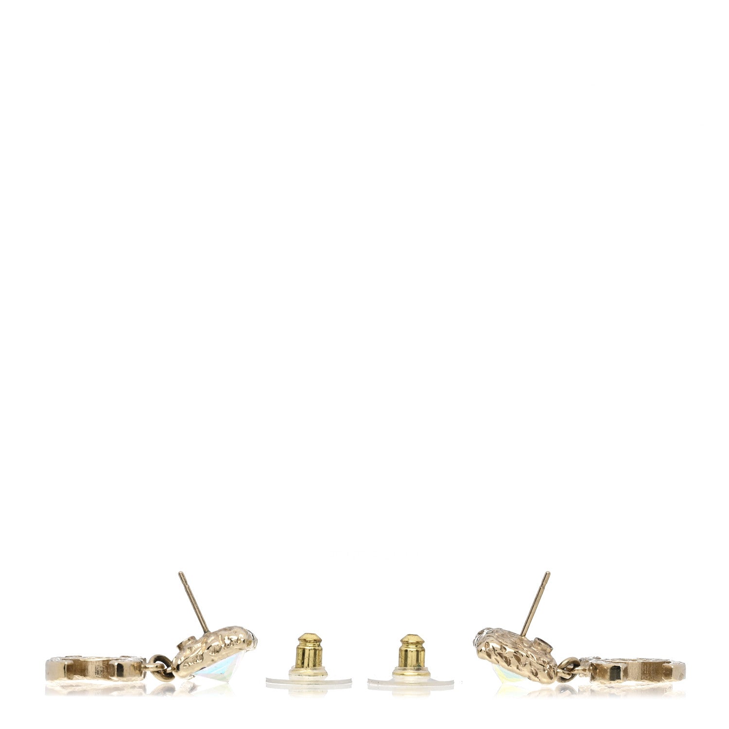 Chanel Iridescent Baguette Crystal CC Drop Earrings Gold 3 of 4