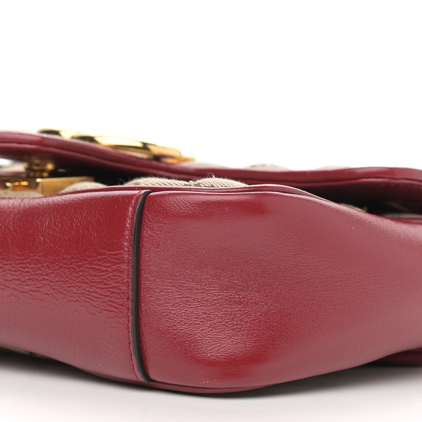 Monogram Azalea Calfskin Matelasse Diagonal Mini GG Marmont Shoulder Bag Beige Ebony New Cherry Red