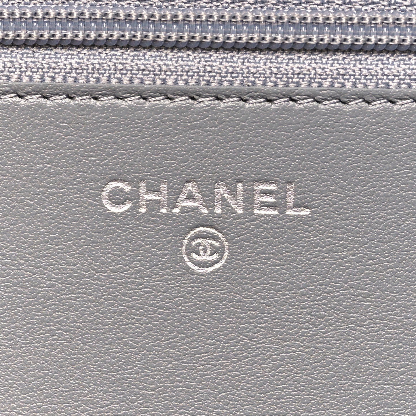 Caviar Chevron Quilted Boy Wallet On Chain WOC Grey
