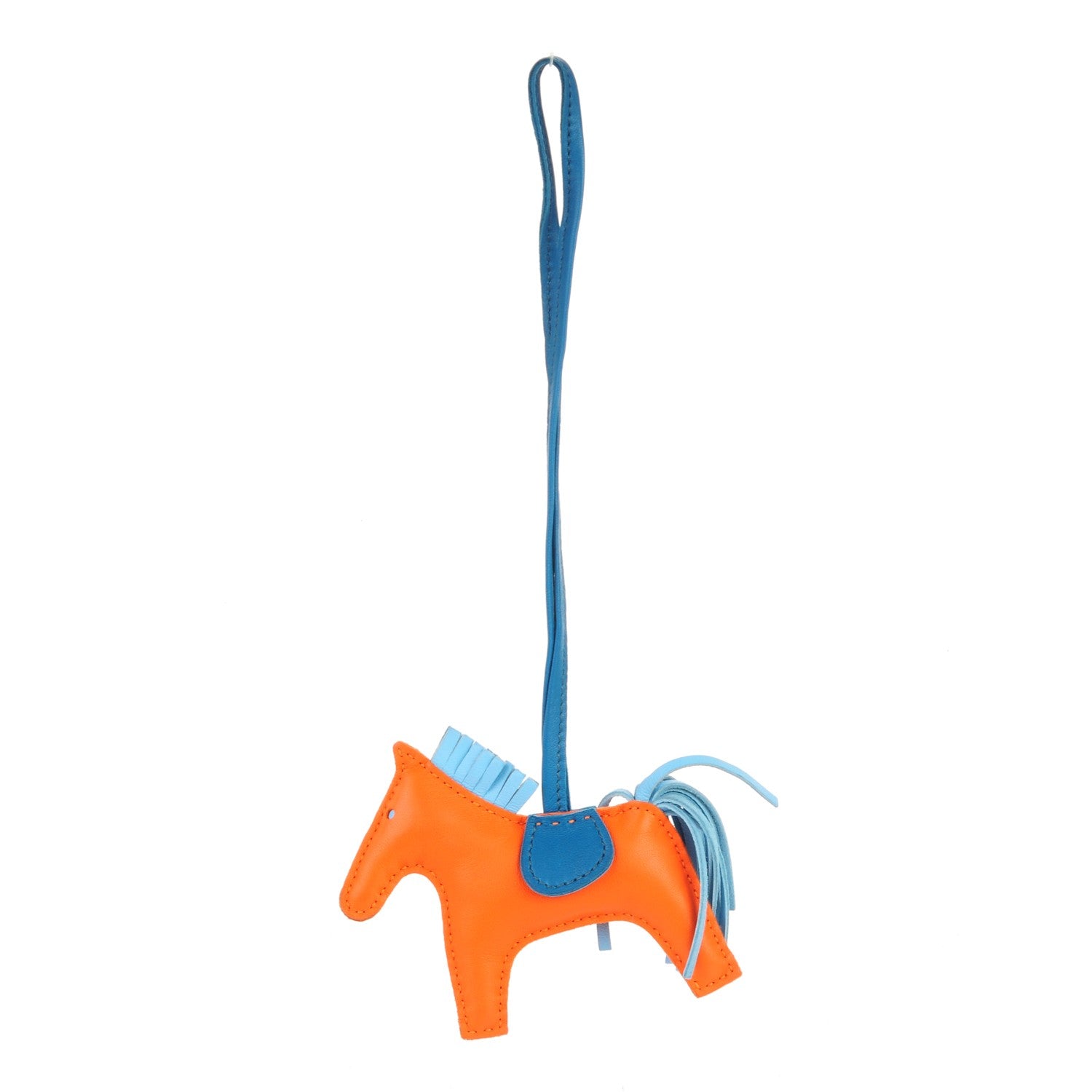 Hermes Milo Lambskin Grigri Rodeo Horse Bag Charm PM Feu Celeste Bleu Izmir 1 of 3