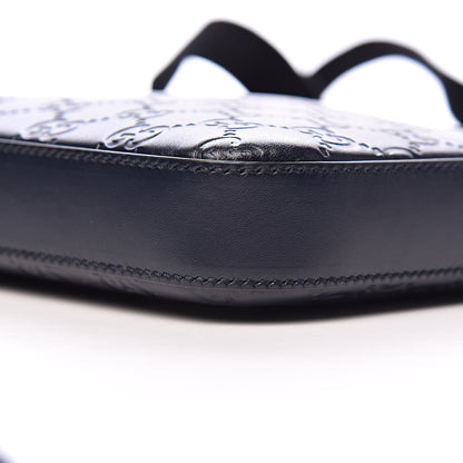 Gucci Guccissima Signature Medium Flat Messenger Bag Blue 9 of 10
