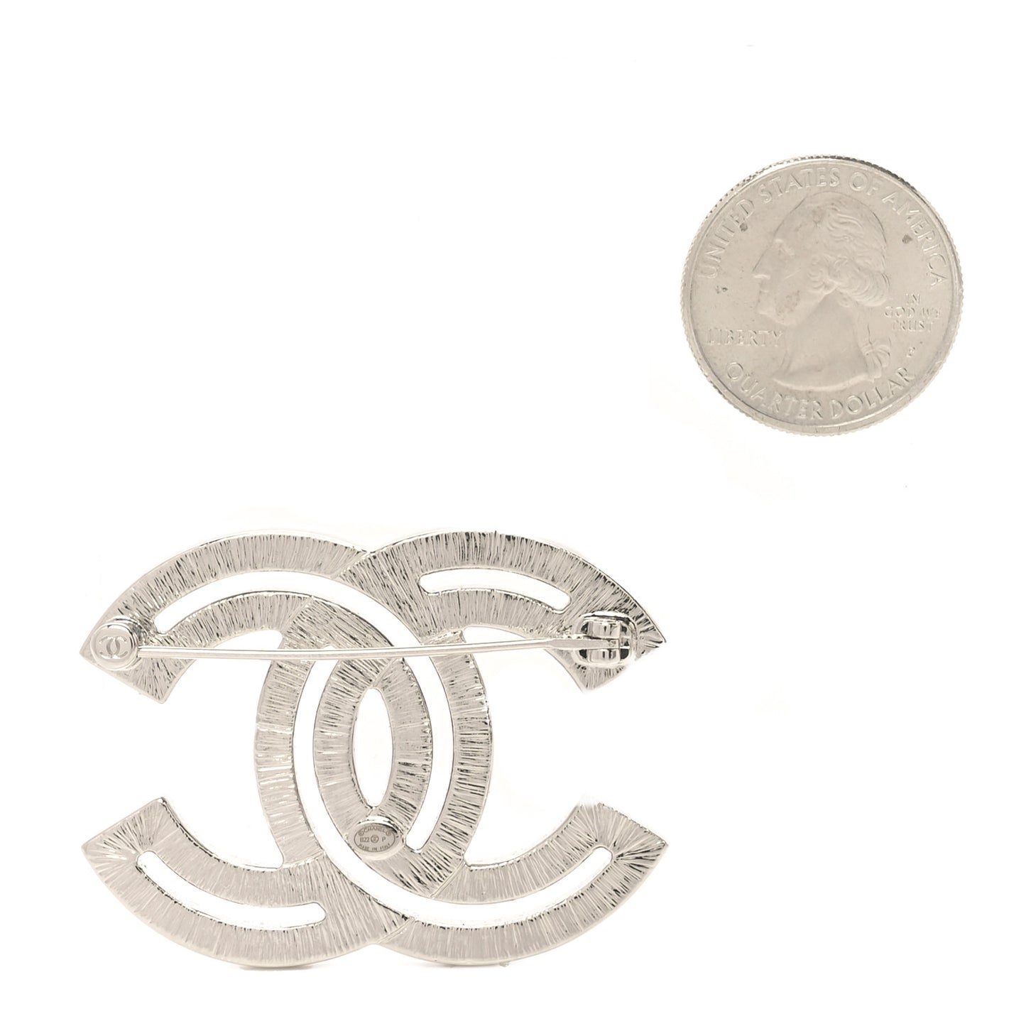 Baguette Crystal CC Brooch Silver
